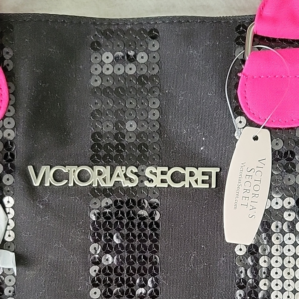 Victoria's Secret Black and Hot Pink Tote - Picture 2 of 5